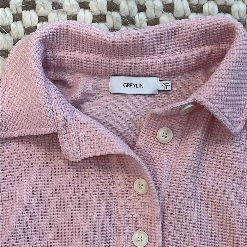 Pink Collared Long Sleeve Dress - Picture 4 of 7